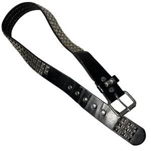 American Vintage Men's Black and Silver Belt